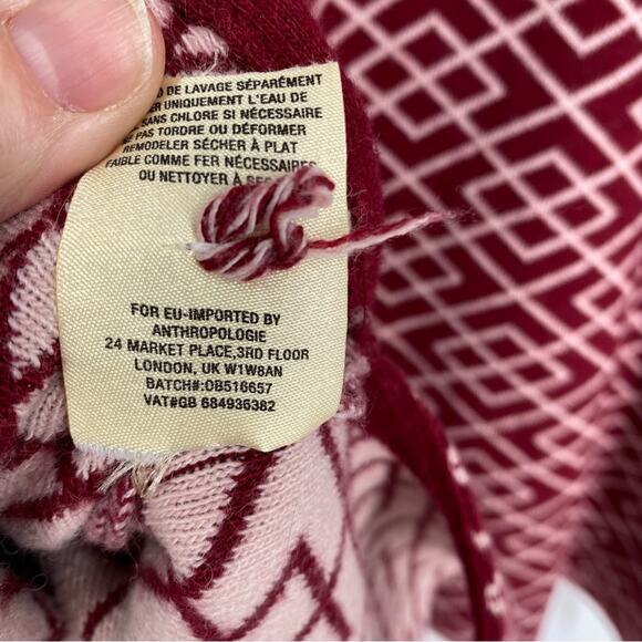 Anthropologie Moth Galena Sweater Geometric Alpaca & Viscose Cowl Neck Bohemian - Picture 6 of 9